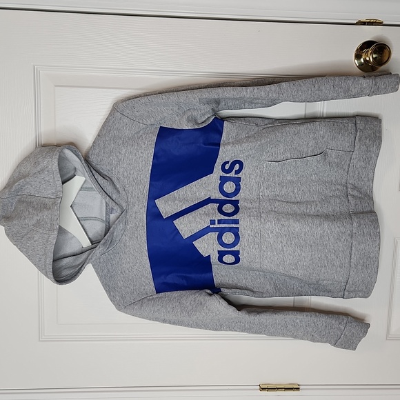 adidas Other - Boys Adidas hoodie sweatshirt gray with blue logo. size large 14/ 16